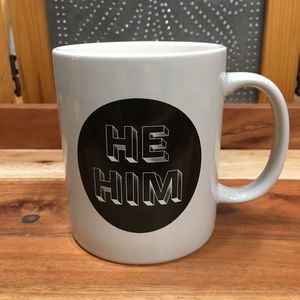 He Him Pronouns Friendly Coffee Mug Cup Room Essentials Stoneware Gray Black